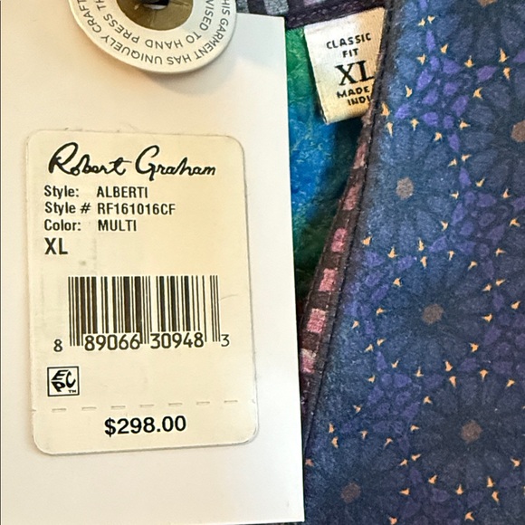 Robert Graham Alberti Green and Purple Patterned Shirt - Picture 2 of 5